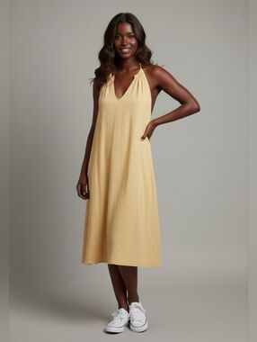 Garnet Hill Yellow 100% Cotton Gauze Dress M